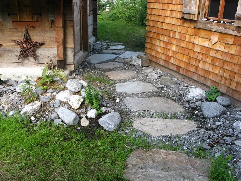 Aménagements-extérieurs , terrasse, pas japonais - chalet villars